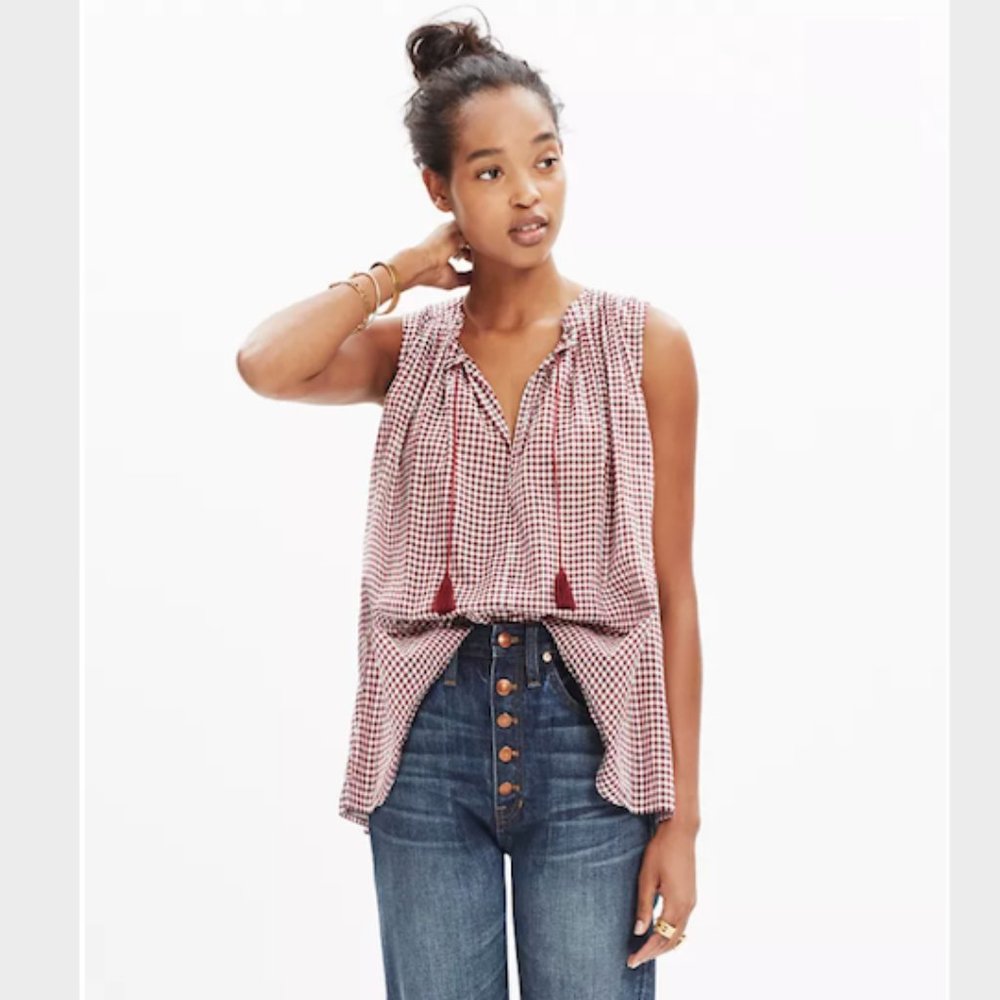Madewell Bellshift Tank Top in Gingham Check